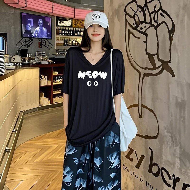 2026新款300斤大码白色冰丝V领短袖t恤女生宽松棉麻半袖薄款上衣,女装/女士精品,T恤,淘宝优惠券,粉丝福利购,淘宝优惠卷