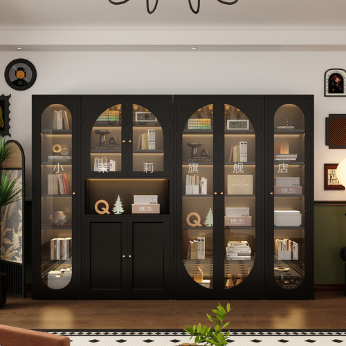 法式复古钢制书柜带玻璃门