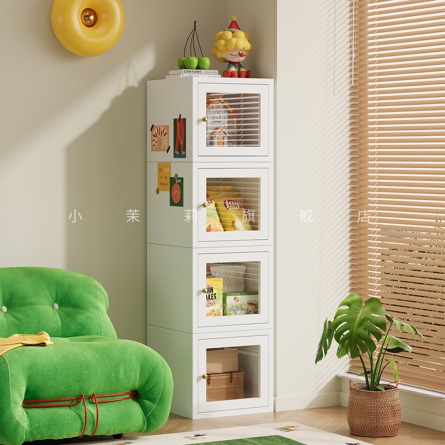 沙发旁多功能小斗柜铁艺放置柜