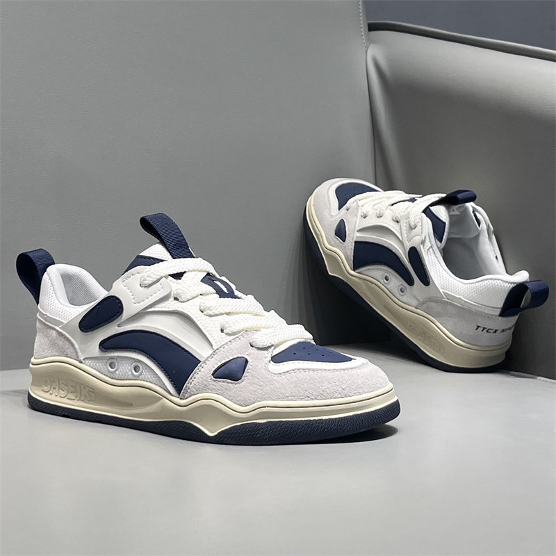 潮牌透气低帮皮面板鞋男士春秋冬新款时尚百搭舒适软底运动休闲鞋