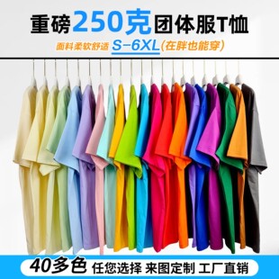 纯棉彩色短袖定制t恤印字图logo文化衫幼师舞蹈班服diyT恤团体服