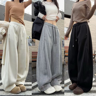 结构弯刀型裁片运动卫裤女冬季百搭加绒加厚高腰宽松显瘦休闲长裤