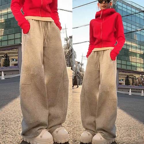 休闲加厚保暖卫衣阔腿裤两件套