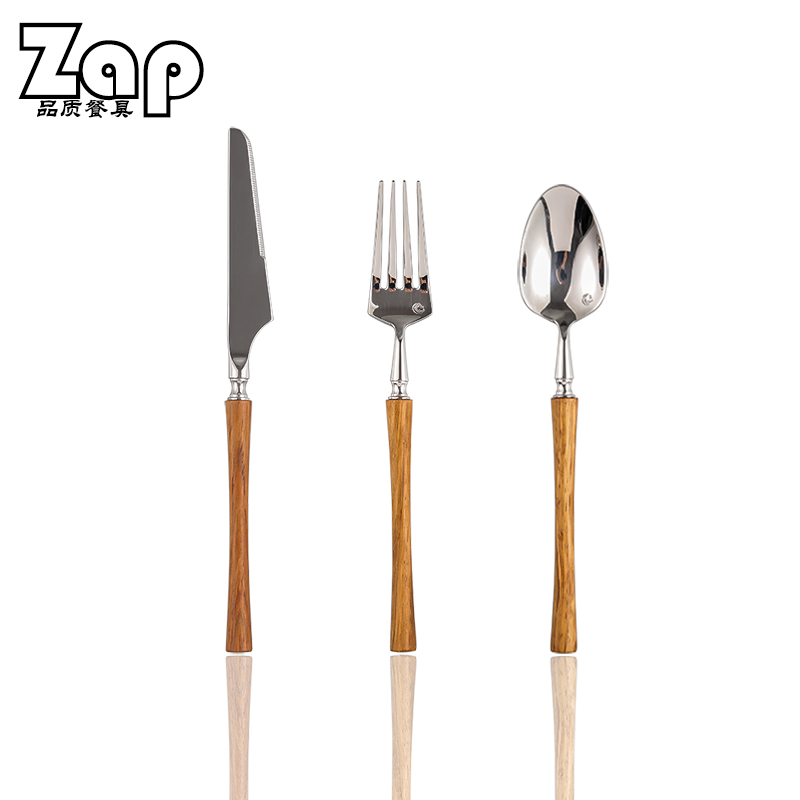 GH黄花梨木柄刀叉勺304西餐餐具