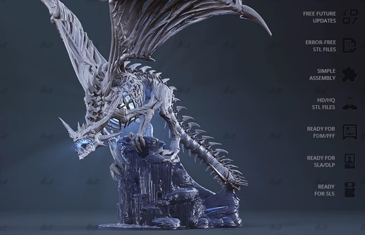 不死族冰霜巨龙  3D打印文件，可打印模型