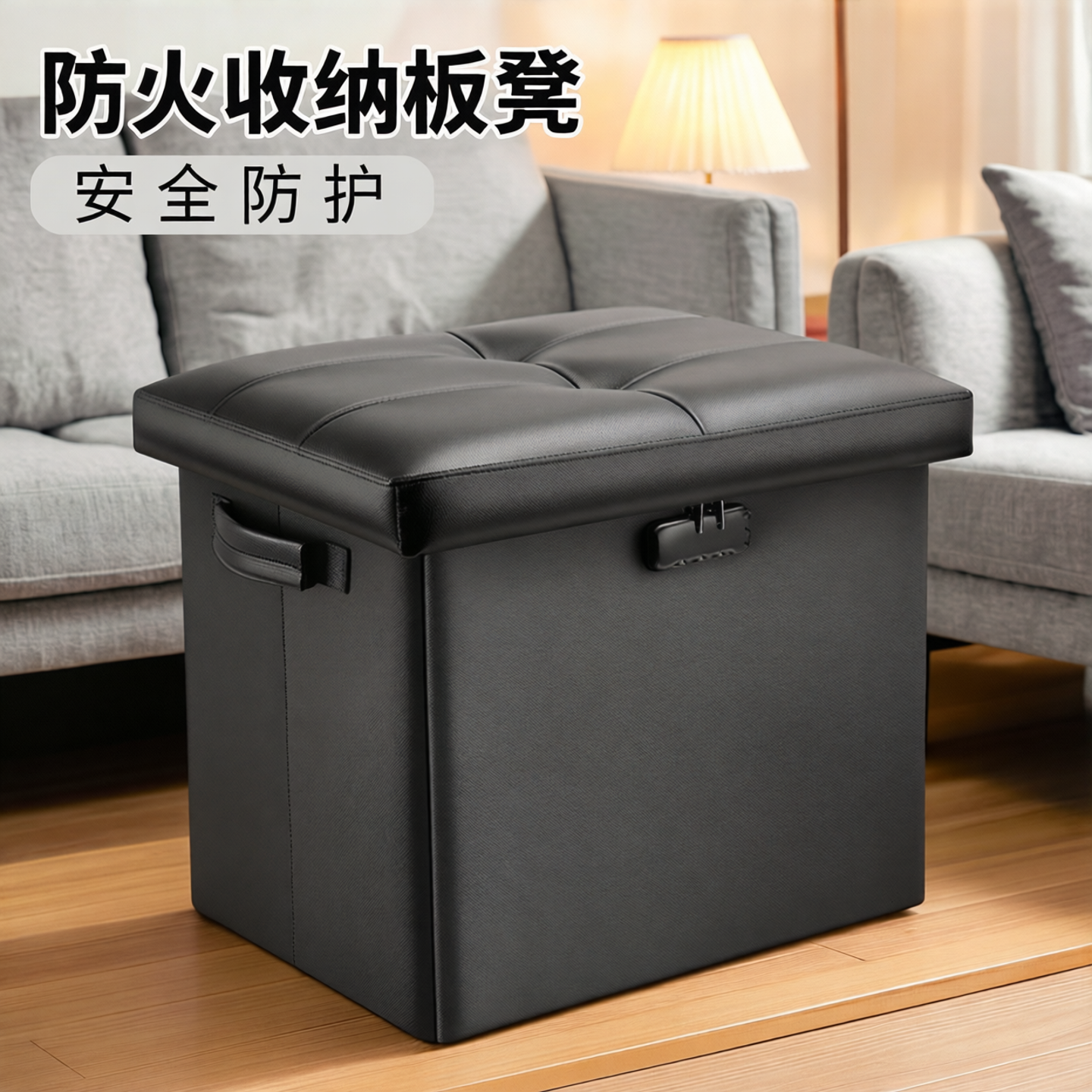 绝火储物凳简约收纳箱防火防潮防爆收纳板凳家用沙发凳折叠换鞋凳