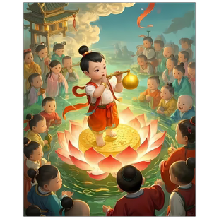 人丁兴旺多子多福贴画客厅玄关书房墙壁卧室室内中式不干胶贴纸