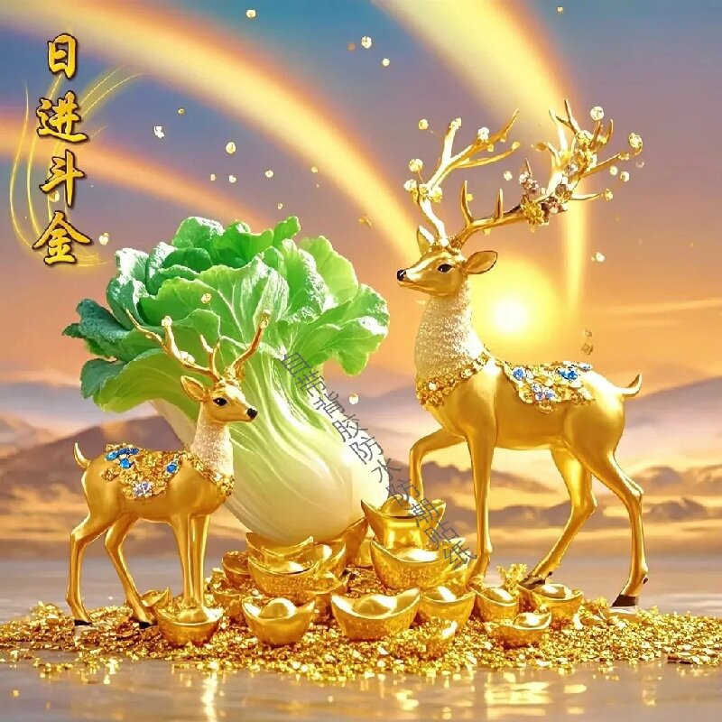 招财双禄百财图自粘防水贴纸书房玄关店铺瓷砖墙装饰画不干胶贴纸