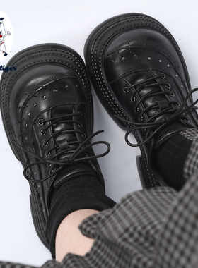 purple tiger【原创】2025年小众设计厚底小皮鞋哥特风系带方头鞋