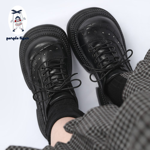 purpletiger哥特风厚底方头鞋