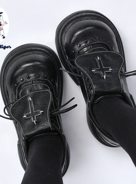 purpletiger2026春季新品厚底亚文化翻盖增高厚底鞋小皮鞋女单鞋