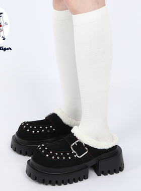 purple tiger【原创】新款包头外穿朋克毛毛拖2025厚底勃肯鞋