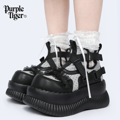 purpletiger波点辣妹厚底短靴