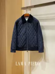 Mulberry Silk Filled Diamond Quilted Men's Lightweight Shawl Collar Jacket for Fall/Winter