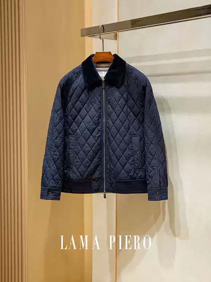 Mulberry Silk Filled Diamond Quilted Men's Lightweight Shawl Collar Jacket for Fall/Winter