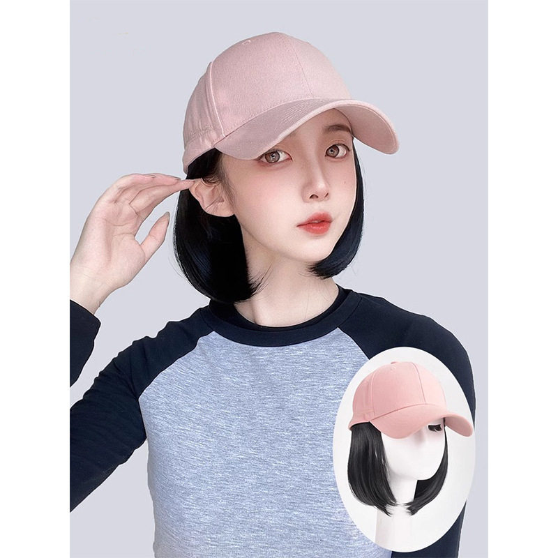 帽子假发一体女夏潮流短发网红带