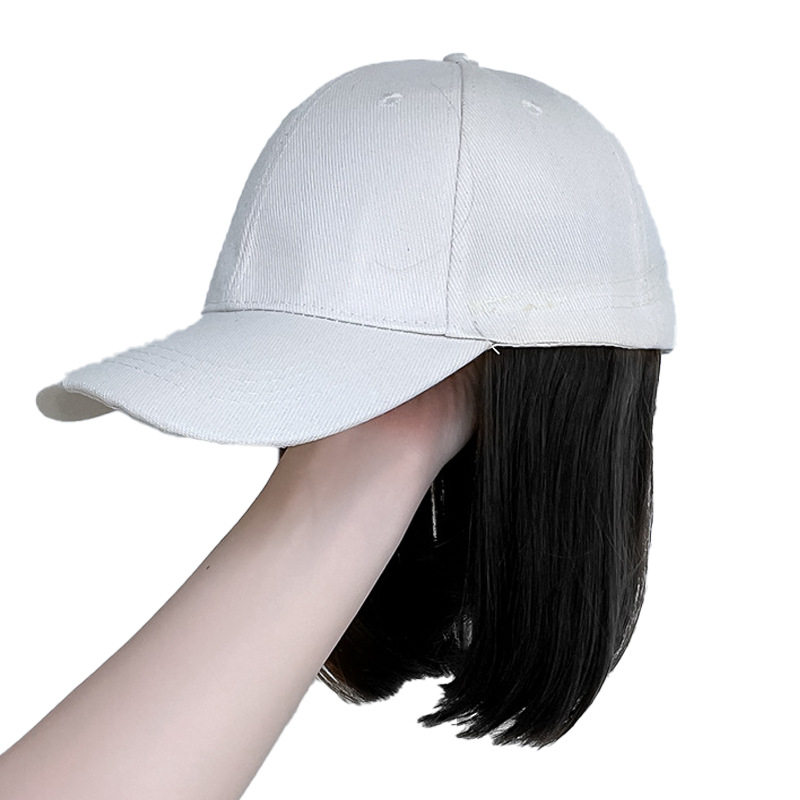 帽子假发一体波波头网红女夏遮阳