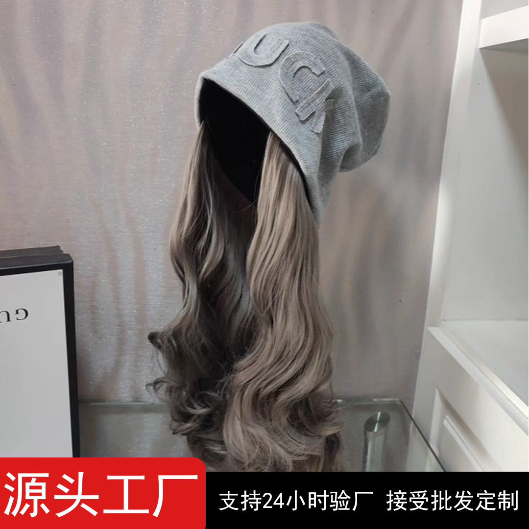 新款假发冷帽一体秋冬网红潮帽