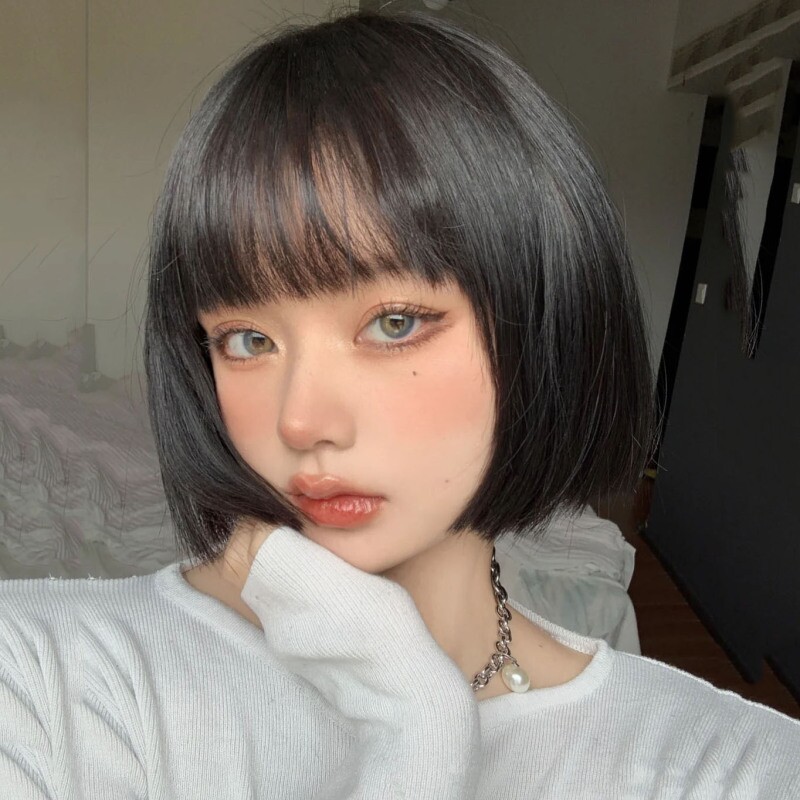短发假发女空气刘海学生发蓬松短发修脸日常款bobo头现货一件代发