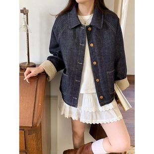 口翻领夹棉保暖牛仔外套ZY3382 韩系条纹拼接袖 3th Morning