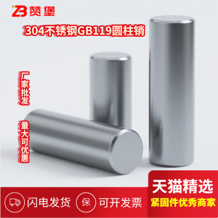GB119不锈钢304实心圆柱销定位销固定销销钉D1D1.5D2D3D4D5D6-D16