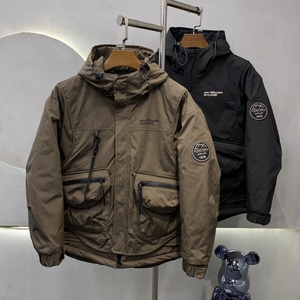 冬季连帽棉服工装多口袋宽松外套男潮牌时尚痞帅休闲棉服个性外搭
