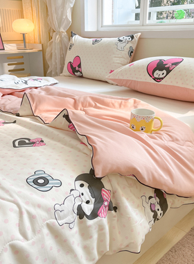 可爱少女心库洛米印花水洗棉夏凉被单双人可机洗空调被夏季薄被子