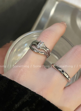 冷淡风锆石开口可调节戒指女2024年新款素圈食指戒时尚气质指环潮