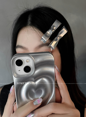 2024新款银色皮质高级感发饰女y2k甜酷辣妹风简约气质个性头饰品