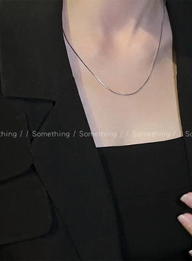 简约银色素链蛇骨链女2024年新款中性风细项链时尚气质百搭锁骨链