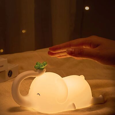 Children Silicone Night Light Cute Elephant Baby Dimmable Ti