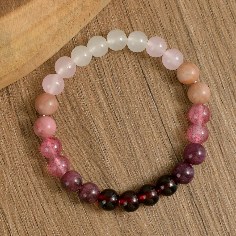 8mm Natural Stone Beaded Bracelet for Women Lucky Attract Lo