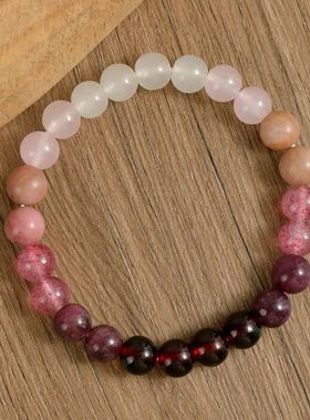 8mm Natural Stone Beaded Bracelet for Women Lucky Attract Lo