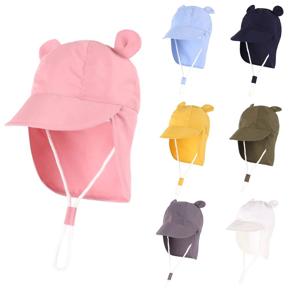 Adjustable Baby Sun Hats with Neck Flap Protection - Perfect