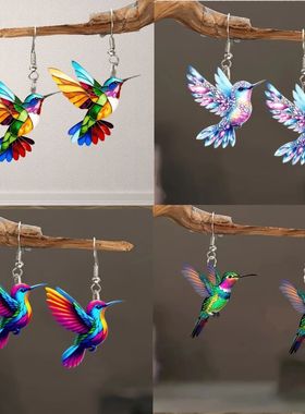Acrylic Hummingbird Earrings 2D Bird Shape Earrings for Wome