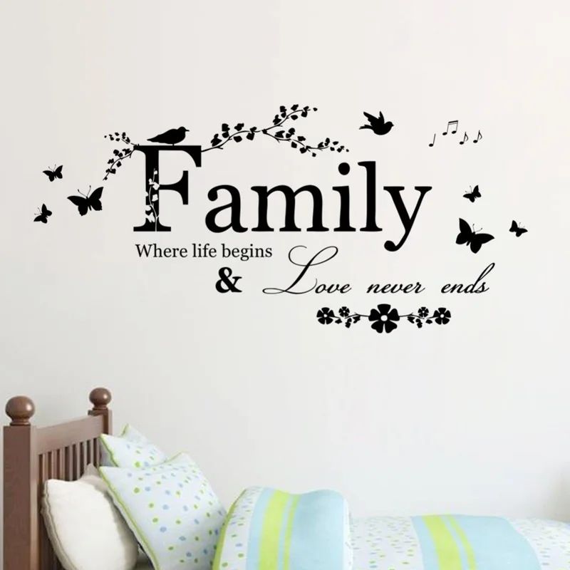 Family Love Never Ends Quote Vinyl Wall Decal Wall Lettering