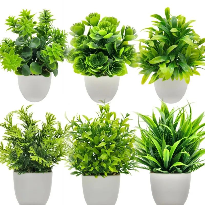 1pc Artificial Plants with Plastics Pots Perfect Greenery fo