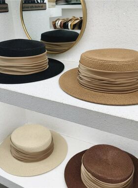 New Fedoras Summer Women's Boater Beach Hat Wide Side Female