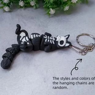 Personalized Skeleton Cat Print 3D Toy Keychain, Suitable fo