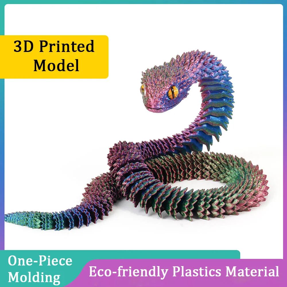 3D Printed Snake Decoration Colorful Model 3D Printed Animal