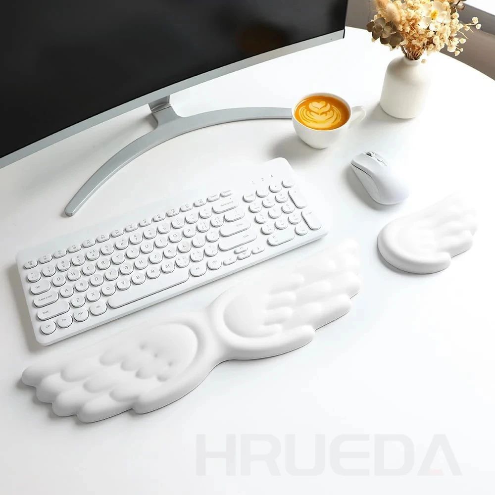 Keyboard Mouse Wrist Rest Angel Wing Memory Foam Mouse Pad S
