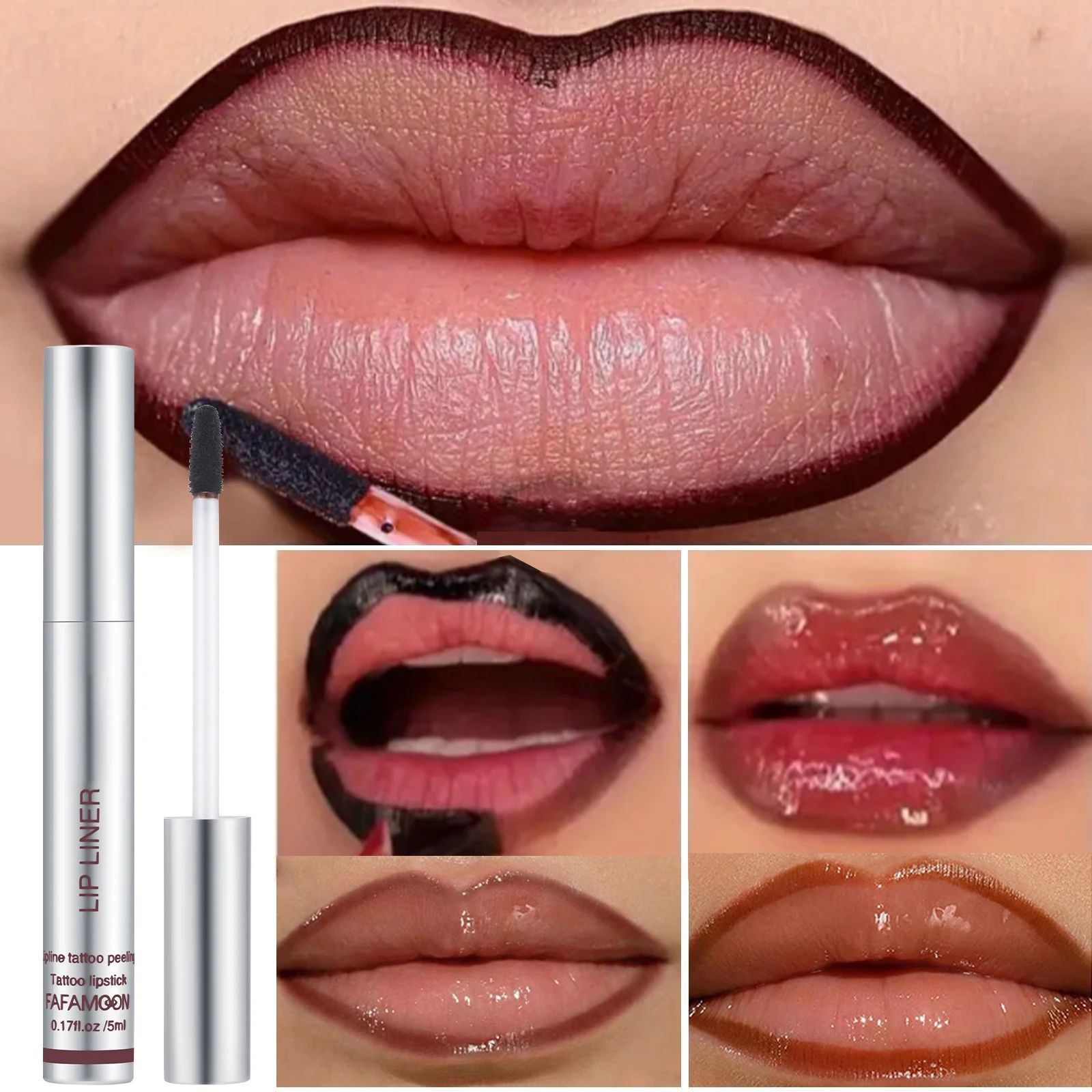 6 Color Waterproof Lip Liner Peel Off Tattoo Lip Gloss Lasti