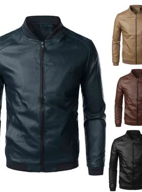 Leather Jacket For Men 2023 Winter Pu Leather Coat Baseball