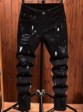 Fashion rendy Slim Denim Jeans Men Disressed Ripped Holes Pa