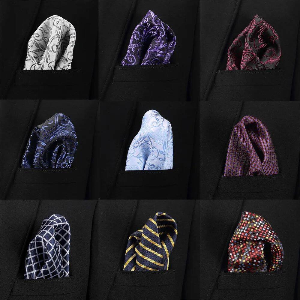 Vangise Mens Pocket Squares Solid Pattern Blue Handkerchief