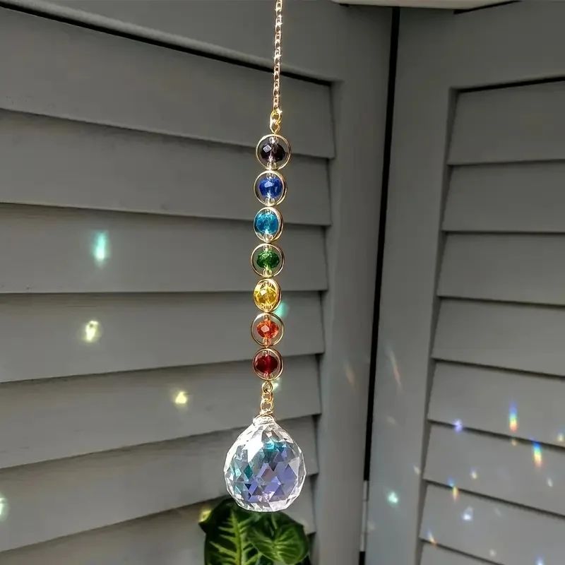 1pc Colorful Crystal Sun Catcher Rainbow Maker Prism with Ha