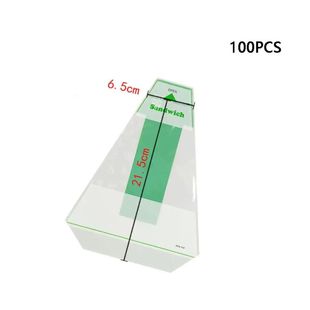 100pcs Plastic Disposable Sandwich Packaging Bag Triangle Ea