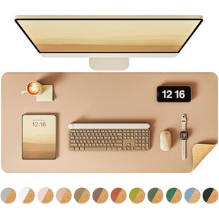 Double-Sided Desk Pad, Leather Desk Mat, Eco Cork Desk Pad P