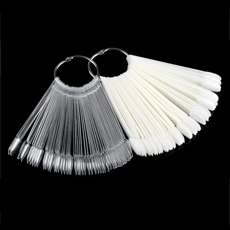 50Pcs Nail Swatch s with Ring, Fan Shape Nail Art Polish Dis
