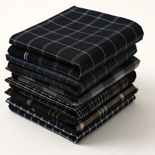6 Packs of Men's Pure Cotton Plaid Handkerchiefs, man's Suit
